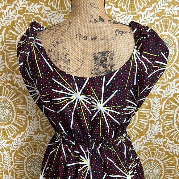 NWOT The OULA Company Abstract Print Cotton Tie Strap Fit&Flare Sundress size L - Picture 12 of 14